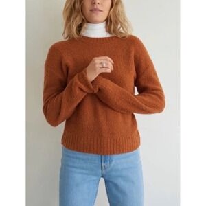 Everlane Boucle Crew Neck Wool Blend Sweater in Rust Orange | Size Small